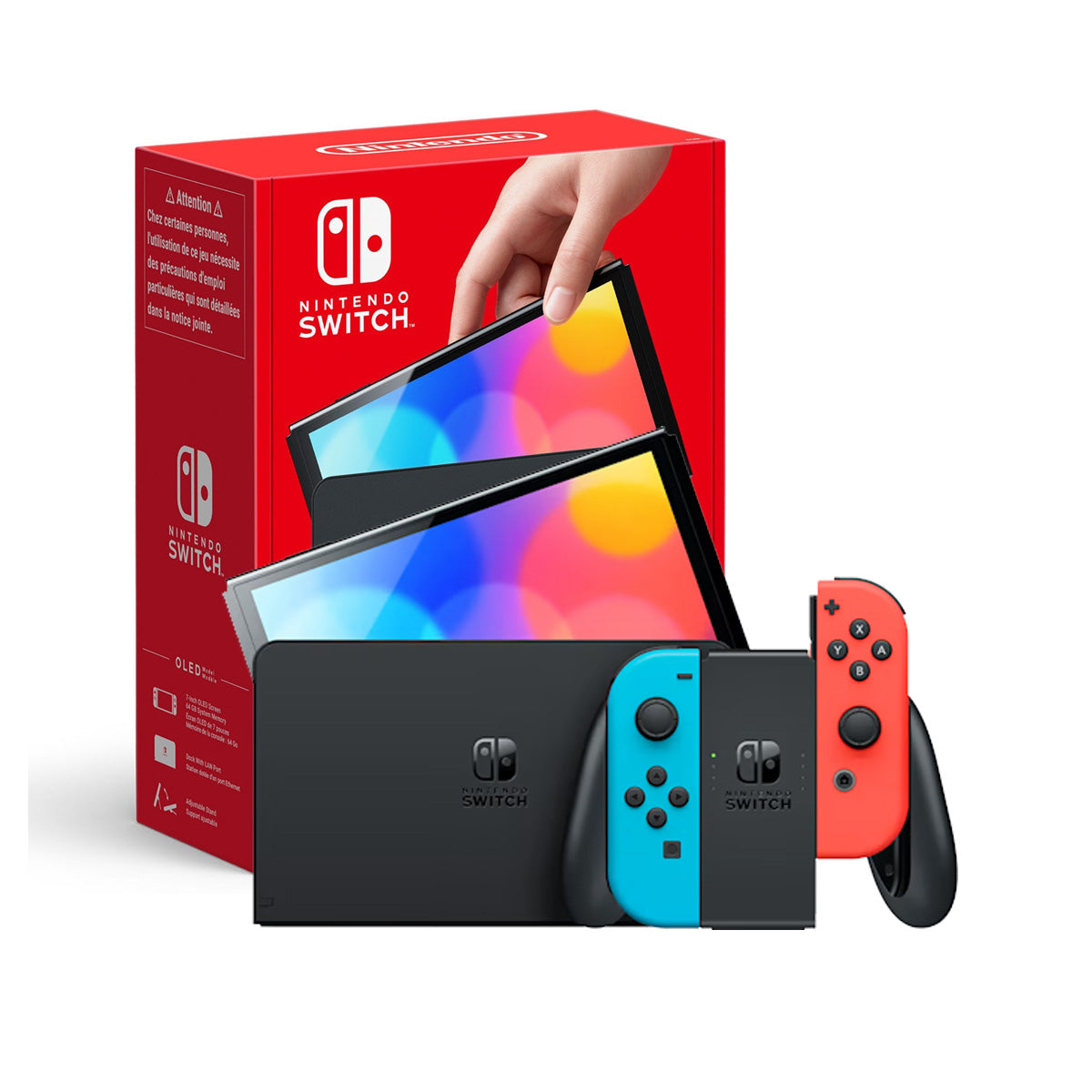 Consola Nintendo Switch OLED  Neon Blue And Red Joy Con (Combo Incluye un juego + Vidrio Templado)