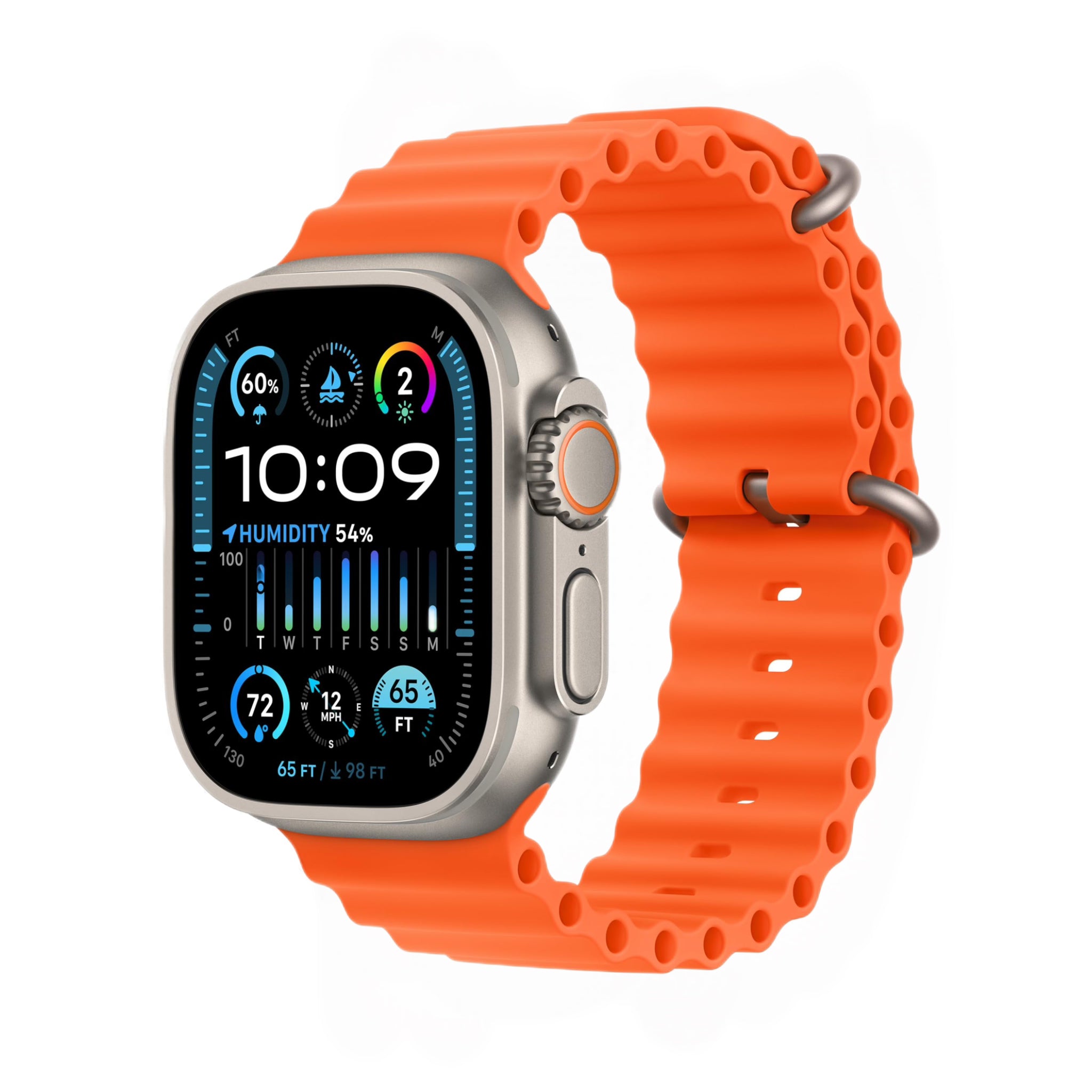 Apple Watch Ultra 49mm Titanio Natural Con Correa Orange Ocean (Sin Caja) Batería 97% Like New L.A
