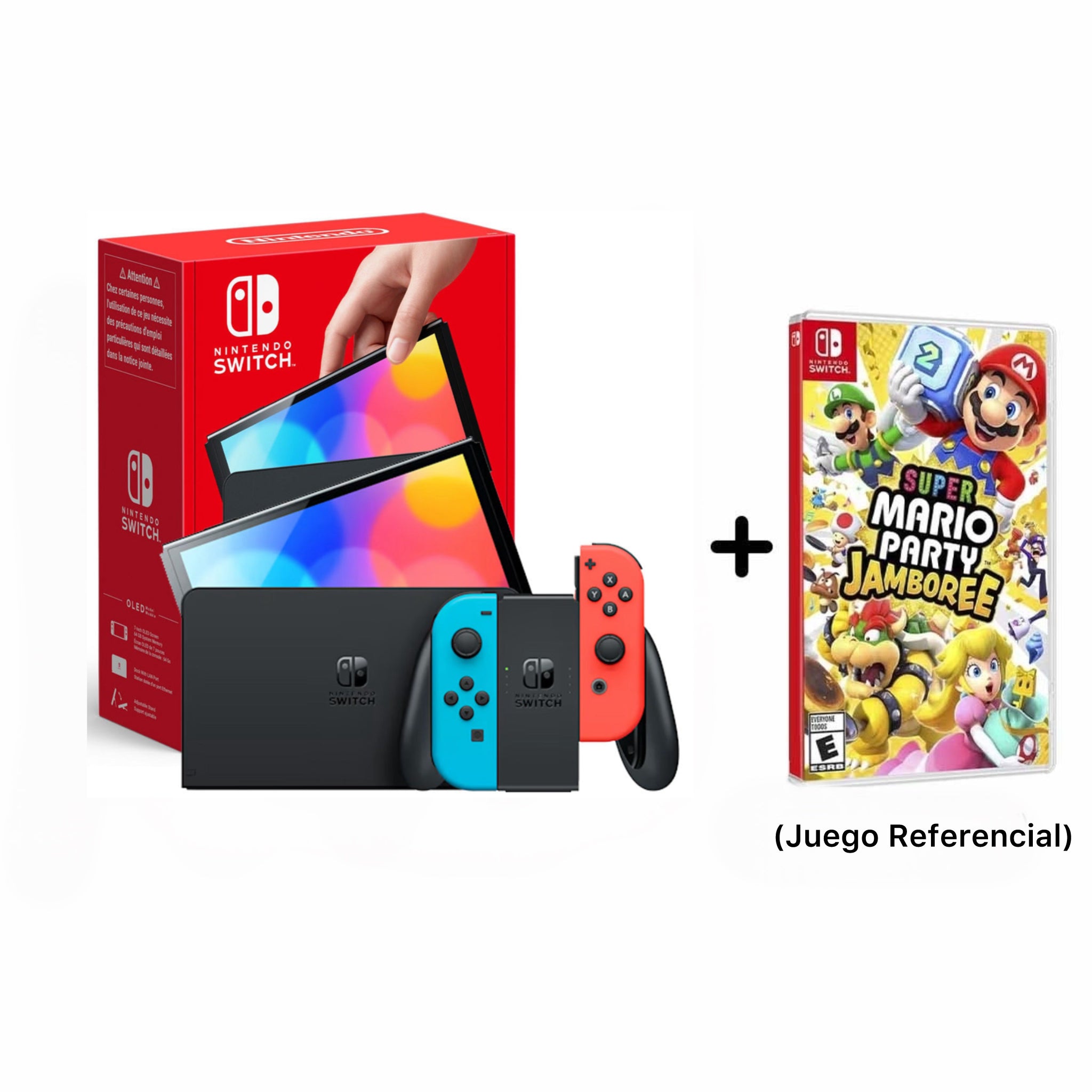 Consola Nintendo Switch OLED  Neon Blue And Red Joy Con (Incluye un Juego a elección + Vidrio Templado + Gomas para Joystick)