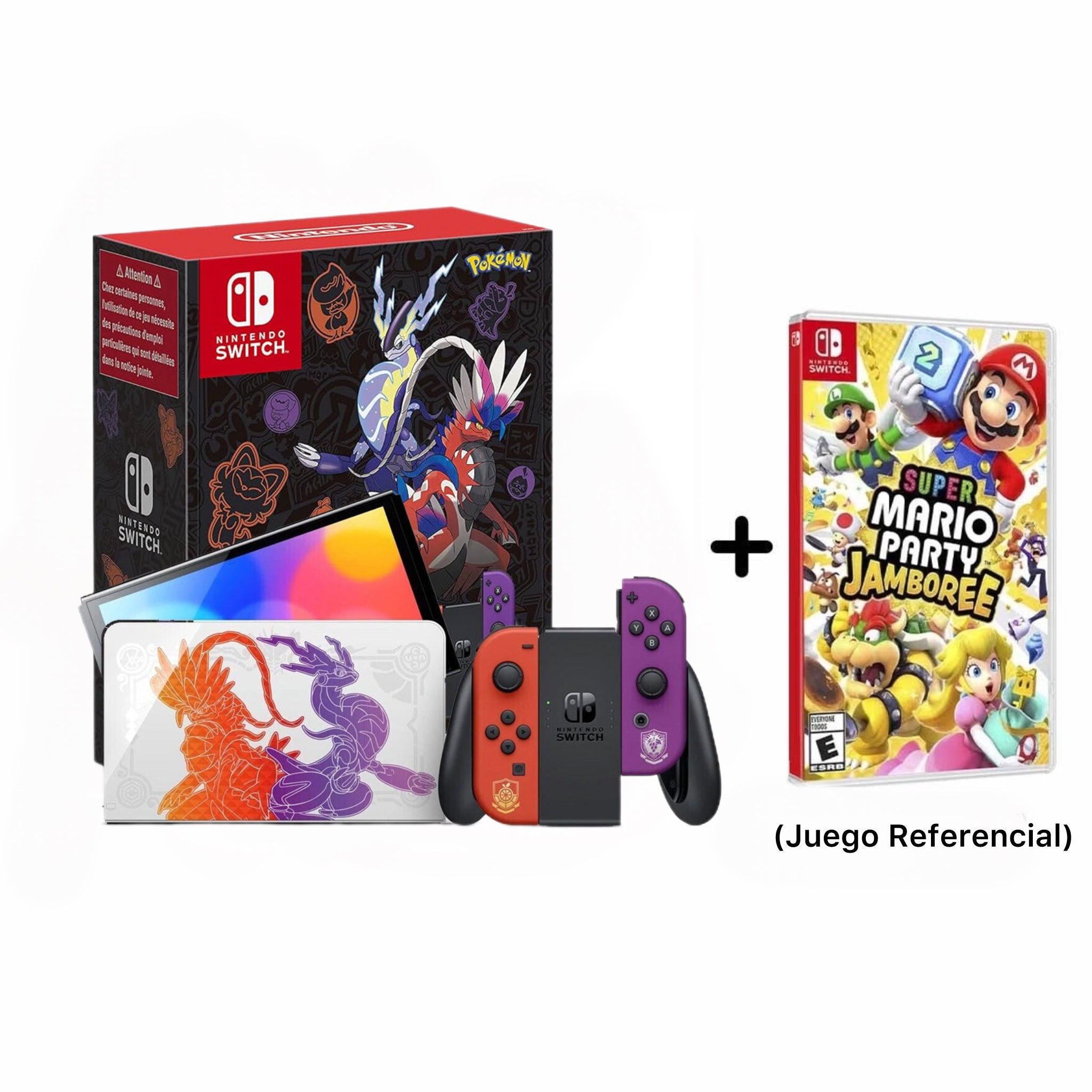 Nintendo Switch OLED Edición Limitada Pokémon Escarlata y Púrpura (Incluye un Vidrio Templado + Gomas para Joystick)