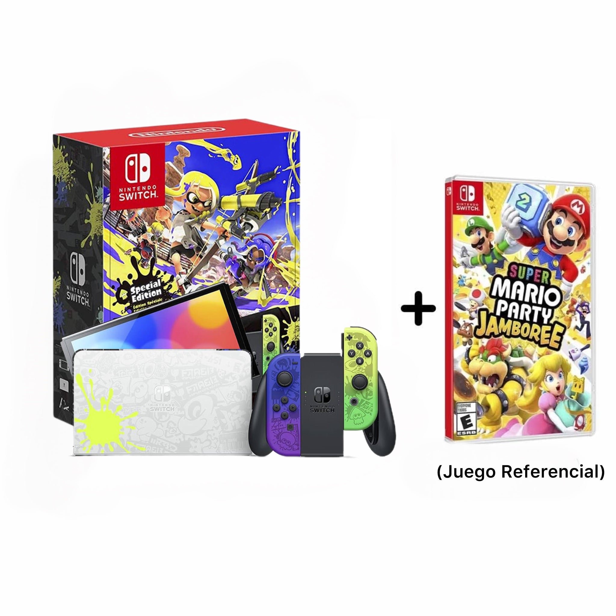 Nintendo Switch OLED Edición Limitada Splatoon 3 Neon Blue And Yellow Joy Con (Combo Incluye un juego + Vidrio Templado)
