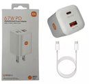 Taco Cargador + Cable (USB-C,USB-A Port) Para Xiaomi 67W GaN Dual